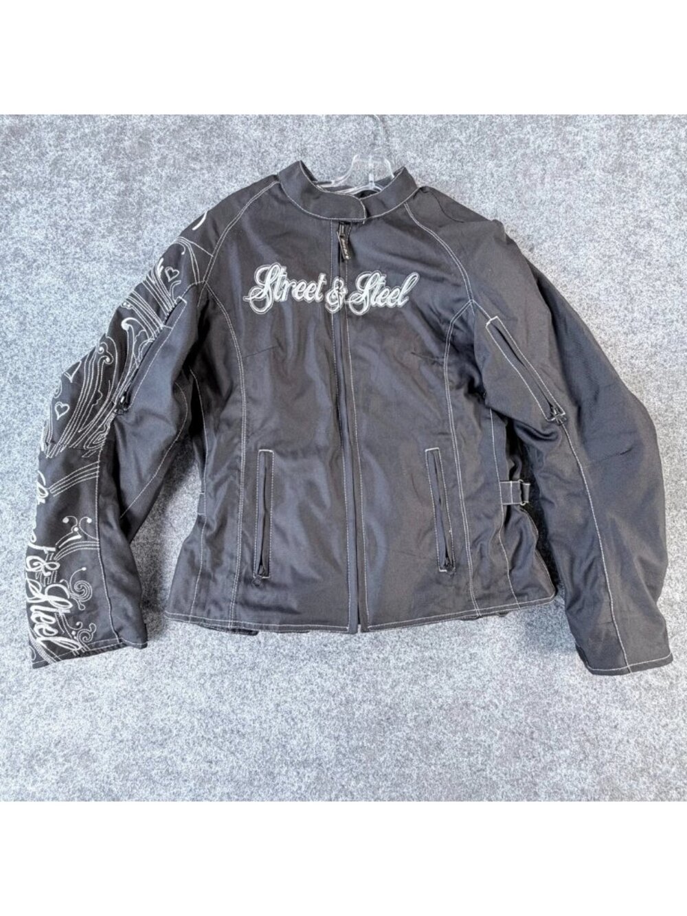 Street & Steel Motorcycle Jacket Womens S Black Embroidered Logo Armor Padded